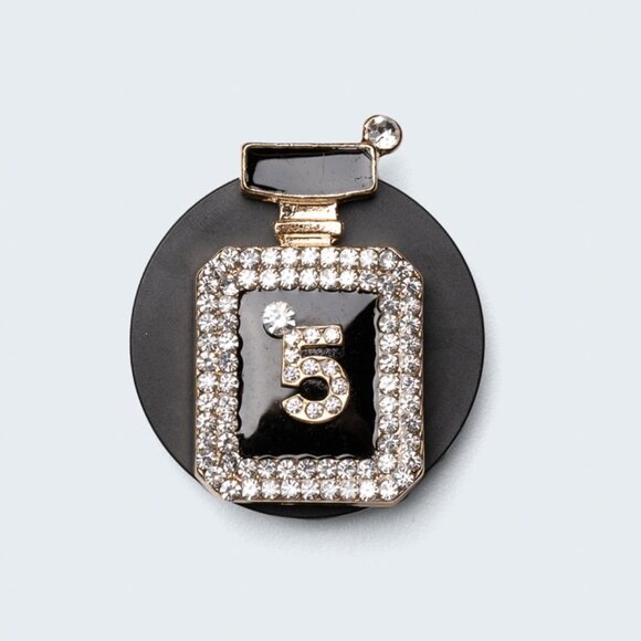 NEW Rhinestone Perfume No. 5 Charm Black Phone Grip/Accessories/Pop Socket Style - Picture 1 of 2